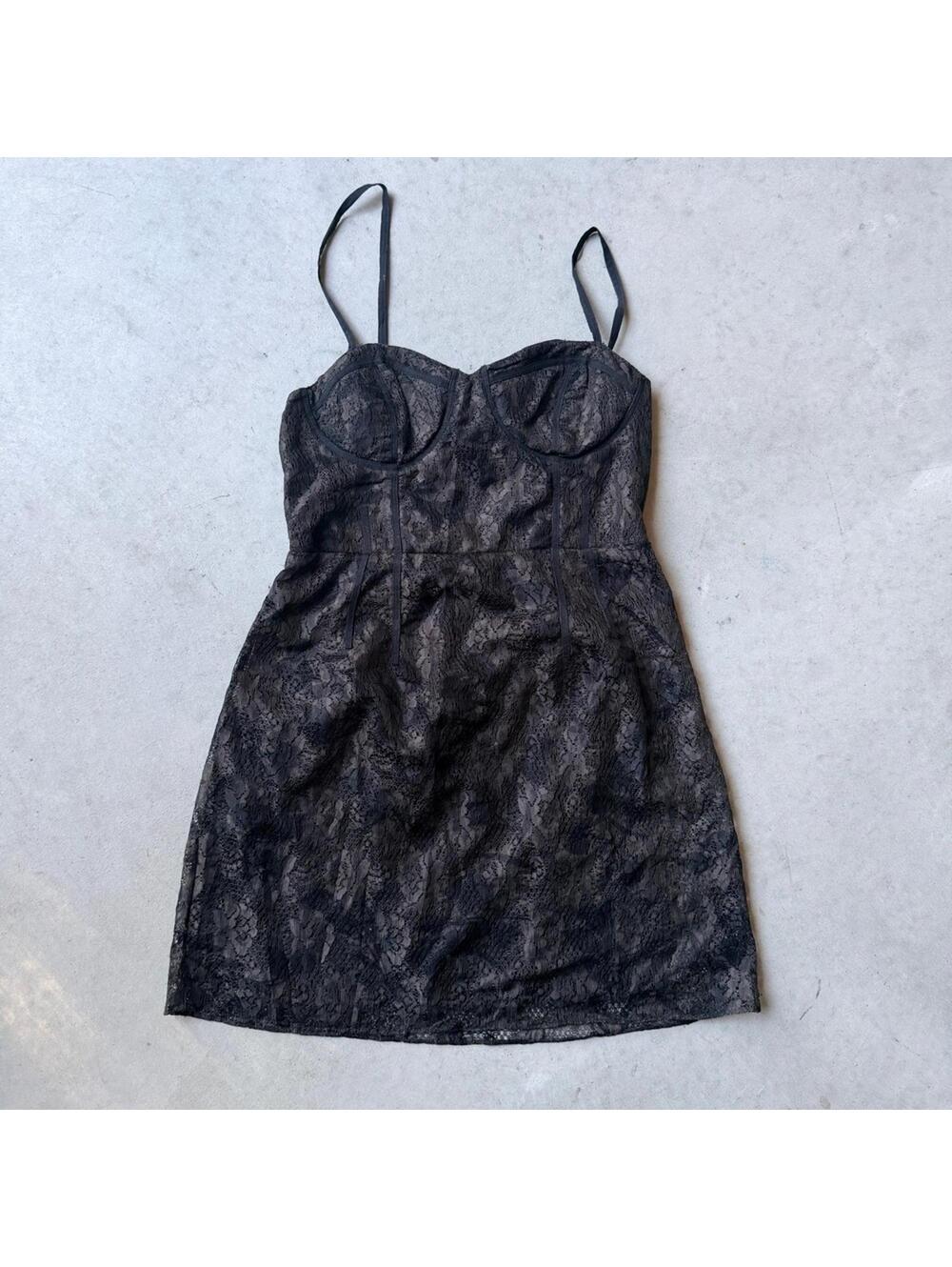 Black Lace Bustier Mini Dress Floral Corset Whimsigoth Aesthetic